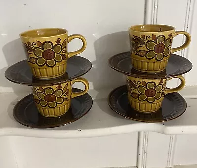 Buy 4 X Vintage Retro Royal Worcester Palissy Sierra Coffee Cups & Saucers  • 10£