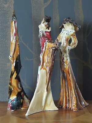 Buy Studio Pottery King Arthur Guinevere & Merlin Stylised Figurines By Sarah Bloch • 100£