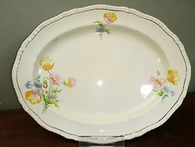 Buy Vintage Ridgway, Cream Serving Plate With Yellow Poppy, Serving Platter, 30.5cm • 7.95£