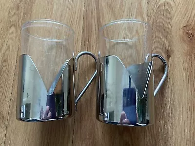 Buy Vintage M&S Coffee Glasses With Stainless Steel Holders X2 • 9.99£