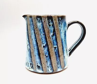 Buy Studio Pottery Jug Striped Blue And Brown Signed Hand Crafted Ceramics • 35£