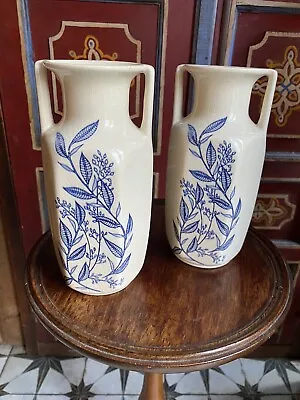 Buy Matching Pair Blue And White Kingston Pottery Vases 21cm • 9.99£