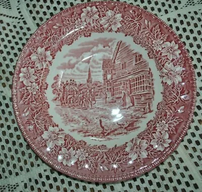 Buy  STAFFORDSHIRE Royal Tudor Ware SOUP Plate COACHING TAVERNS ENGLAND Pink 9  • 17.86£