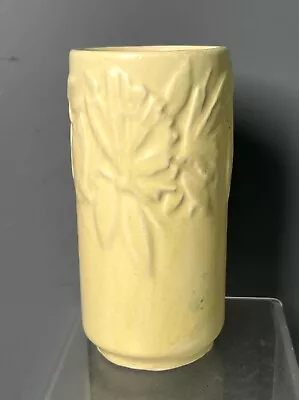 Buy Vintage 1940s Nelson McCoy Art Pottery Butterfly Pattern Vase In Yellow 6”- Tall • 38.41£