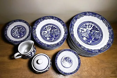 Buy Set Of (33) Pieces Of  Royal Cuthbertson Blue Willow China - Please See Below • 272.47£