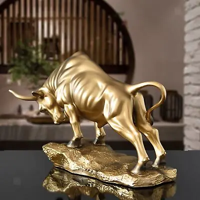 Buy Bull Statue Bull Sculpture Ornament Feng Shui Animal Figurines Room Desk Decor • 22.60£