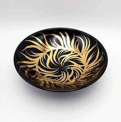 Buy Alvingham Pottery Black & Gold Glaze Decorative Vintage Bowl • 16.99£