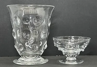 Buy 2pc Vintage Thomas Webb Old English BULLS EYE Vase & Sherbet Crystal SIGNED • 47.94£