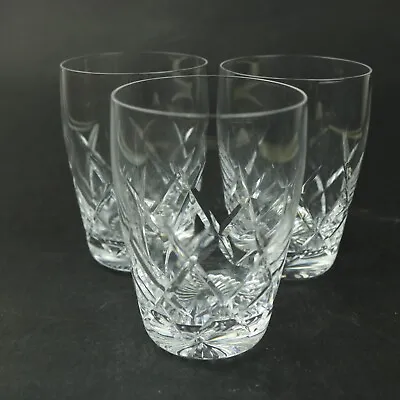Buy Vintage Stuart Crystal  Cut Glass 3 X Whisky Tot Tumblers 200ml Slim 9.5cm Tall • 18£