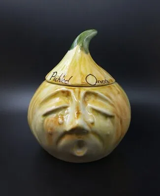 Buy Vintage Toni Raymond Pickled Onion Jar Crying Face Yellow/Green Pottery • 11.66£