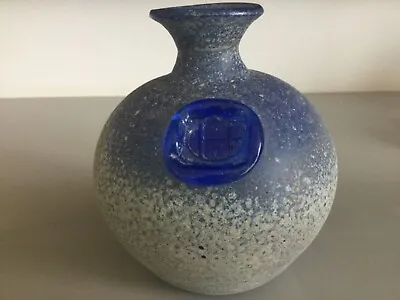 Buy VINTAGE Blue Art Glass Round Bud Vase 5   S'ESGLEIETA Mallorca Spain NEVER USED • 19.99£