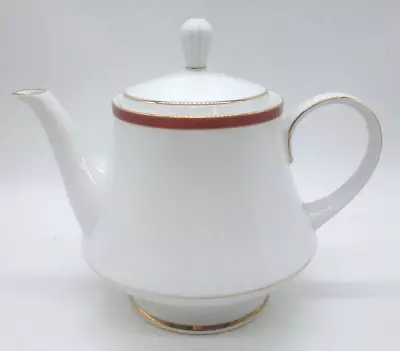 Buy Boots Cavendish Fine China Teapot. White With Red & Gold Trim. • 7.99£