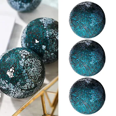 Buy Mosaic Sphere Balls Set Centerpieces 3.15inch Bowls Crackled Glass Orb Globe For • 13.04£