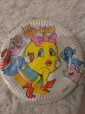 Buy Ms.  Pac-Man Vintage 1980s Dessert Plates 8 Count Ephemera 1984 1985 • 17.98£