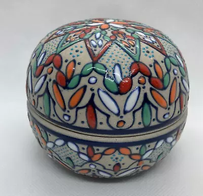 Buy Javier Servin Mexico Folk Art Domed Enameled Trinket Pottery • 22.08£