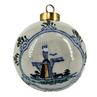 Buy Royal Deft Blue Ware Dutch Holland Windmill Ceramic Christmas Ball Ornament 3  • 47.41£