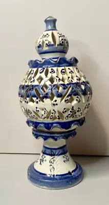 Buy Antique Temple Candle Holder Turkish Pottery Folk Art Kutahya Iznik Lattice 12  • 80£