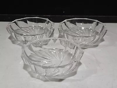Buy SET OF 3-Val St. Lambert Crystal Bowls Etched Signed 4 1/4   Swirl Cut Belgium • 18.99£