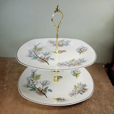 Buy Vintage 1960s, Midwinter Two Tier Cake Stand With 'Orchard Blossom' Decoration • 6.95£