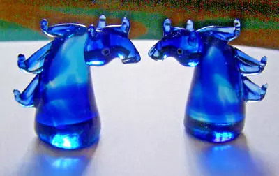 Buy Pair Glass Animal Ornaments  Two Blue Horses Very Unusual Not Been Dispayed • 7.50£