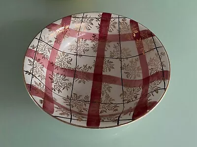 Buy Vintage Washington Pottery Hanley Red Checked Serving Bowl Warranted 22kt Gold • 12.99£