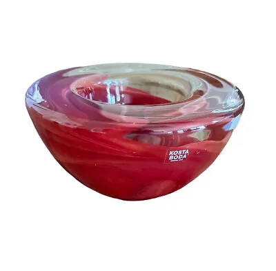 Buy Kosta Boda Small Bowl Anna Ehrner Red Swirl Art Glass Dish Sweden Red 4.5” • 18.41£