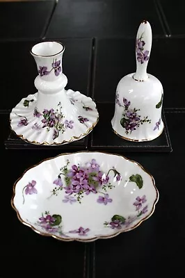 Buy Hammersley Victorian Violets Bone China Bell, Candle Holder & Trinket Dish • 13.50£