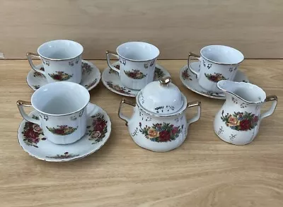 Buy English Rose Design 3 Piece Vintage Tea Set Tea Pot Creamer Sugar Bowl • 17.58£