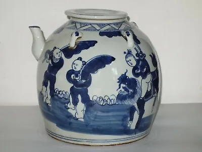 Buy Rare Antique Chinese Large Hand Made Blue & White Porcelain Teapot And Lid • 1,338.74£
