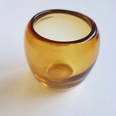 Buy Whitefriars Small Amber Glass Pot Vase 9cm 1960s Art Glass VTG England • 19.50£