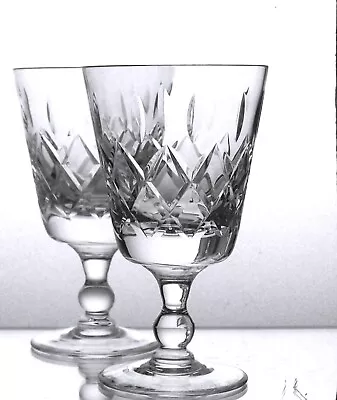 Buy Pair Signed BRIERLEY Lead Crystal OXFORD Cut Glass Water Wine Goblets - 150ml • 10£