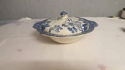 Buy Vintage Blue & White Burleigh Ware Willow Vegetable Dish/tureen With Lid • 11.99£