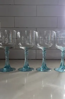 Buy Set Of Four Crystal D’Arques Glass Goblets Vintage Stem Ware • 43.23£