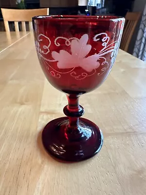 Buy Vintage Shreve Crump & Low Bohemian Ruby Etched Stemmed Liquor Cordial Glass • 7.59£