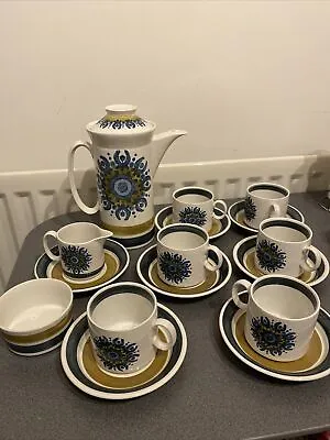 Buy Burleigh Ware Ironstone Castile Coffee Set Tea Cups Saucers Milk Jug Sugar Retro • 40£