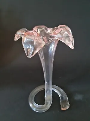 Buy Vintage Art Deco Pink Art Glass Flower Shaped Trumpet Vase Murano • 15.99£