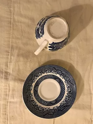 Buy Blue And White Willow Broadhurst 6 Cups And Saucers, In Excellent Condition.  • 25£