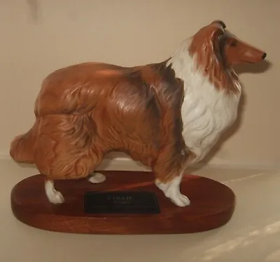 Buy VINTAGE BESWICK POTTERY ROUGH COLLIE DOG ON WOODEN STAND - MODEL No: 2581 • 22.99£