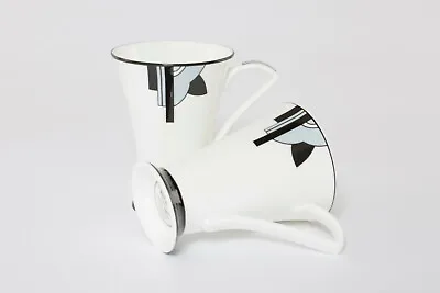 Buy Attractive Pair Of Art Deco Bone China Mugs In The  Ritzy  (Grey) Design • 28.95£