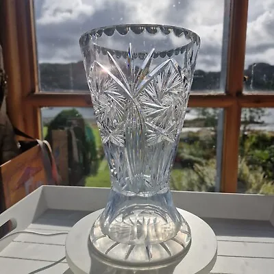 Buy Cut Glass Crystal Vintage Art Deco Fan-Wheel Pattern Heavy Vase • 10£