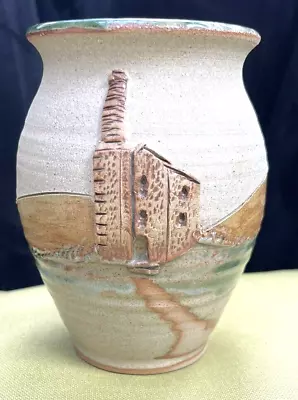 Buy Rob Fierek Pottery Vase Featuring A Cornish Tin Mine Building & Tree • 15£