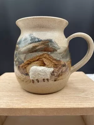Buy Arran Pottery Scotland Pottery Mug Cup Mountains Raised Sheep Coffee Tea Mug • 19.22£