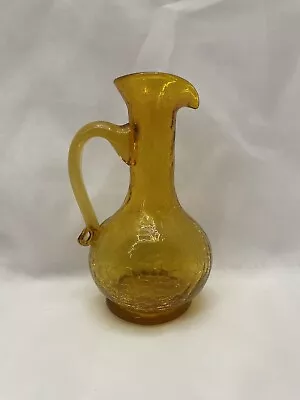Buy Vintage Amber Crackled Vase/Pitcher With Handle 61/2  Tall • 8.54£