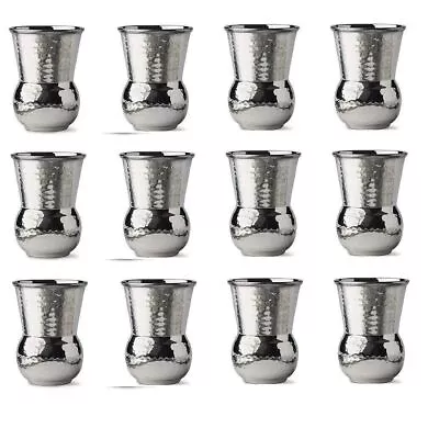 Buy Moroccan Stainless Steel Hammered Tumbler Mughlai Drinking Glass 375ML Set Of 12 • 81.46£
