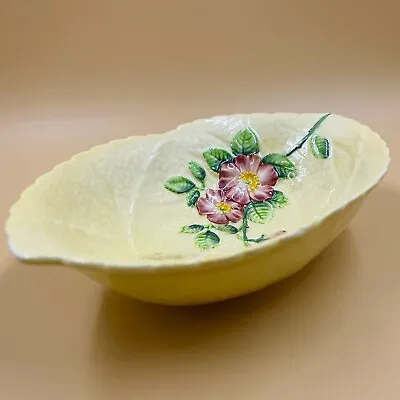 Buy Vintage Carlton Ware Australian Design Wild Rose Yellow Oval Leaf Dish • 7£