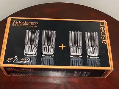Buy Nachtmann Aspen Highball Crystal Glasses (Set Of 4) 6  Tall 11 Oz. New In Box • 40.22£