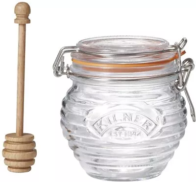 Buy Kilner Glass 0.4L Honey Pot With Beech Wood Dipper Clip Top Jar Storage Kitchen • 11.95£