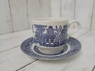 Buy Churchill England Blue Willow 8oz Coffee Tea Cup & 5 1/2  Saucer Vintage Set • 7.71£