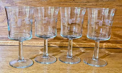 Buy Set Of 4 Beautiful Vintage Etched Glass  Cameo  By JAVIT Wine Glasses! • 22.09£