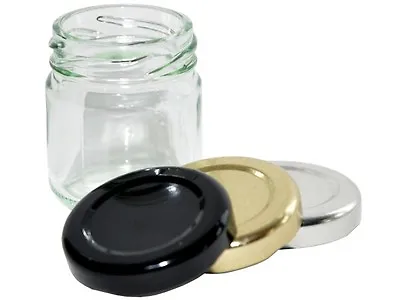 Buy Round Jar Glass Mini Jam Marmalade Honey Wedding Favours 1.5oz 41ml With Lids • 8.50£